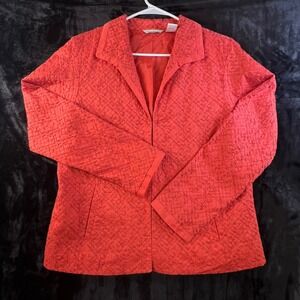 Laura Ashley Orange Textured Embroidered Blazer Jacket Size M